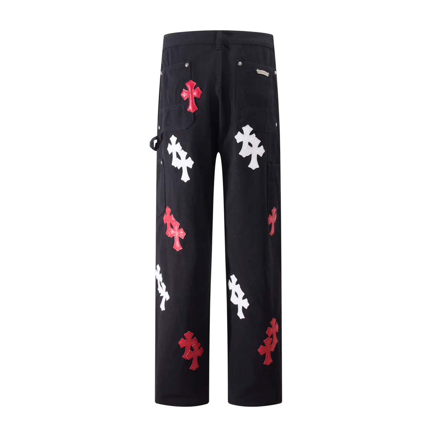 P260 model number: H25 Croxin & 𝐂𝐡𝐫𝐨𝐦𝐞 𝐇𝐞𝐚𝐫𝐭 ss25 black trousers, red and white leather button jeans, styles with different wash textures, very friendly to people with thin legs, and the slightly flared version perfectly modifies the leg shape The timeless and moderate length makes it easy to match and match. It is the basis for various styles and is a must-have in your wardrobe! The fabric is stiff but also makes the upper body soft without losing texture. The washing process is even more perfect. It is a must-have item for everyone! ! ! Washed wheat, hang tag, pants label, three labels complete Color: black Size: 28-30-32-34-36